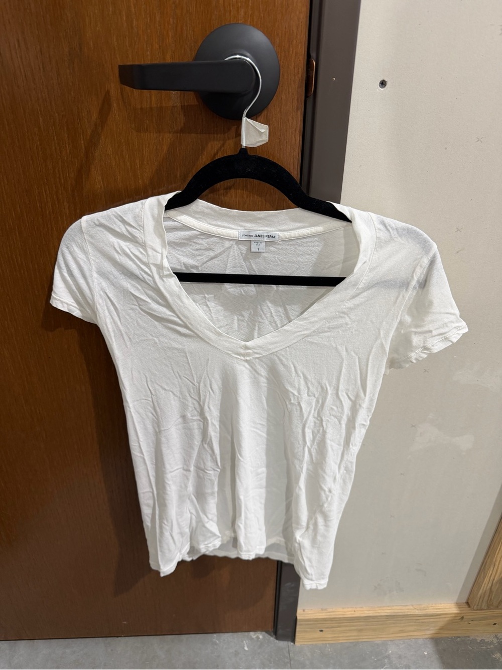 James Perse Cream V-Neck Short Sleeve Tee